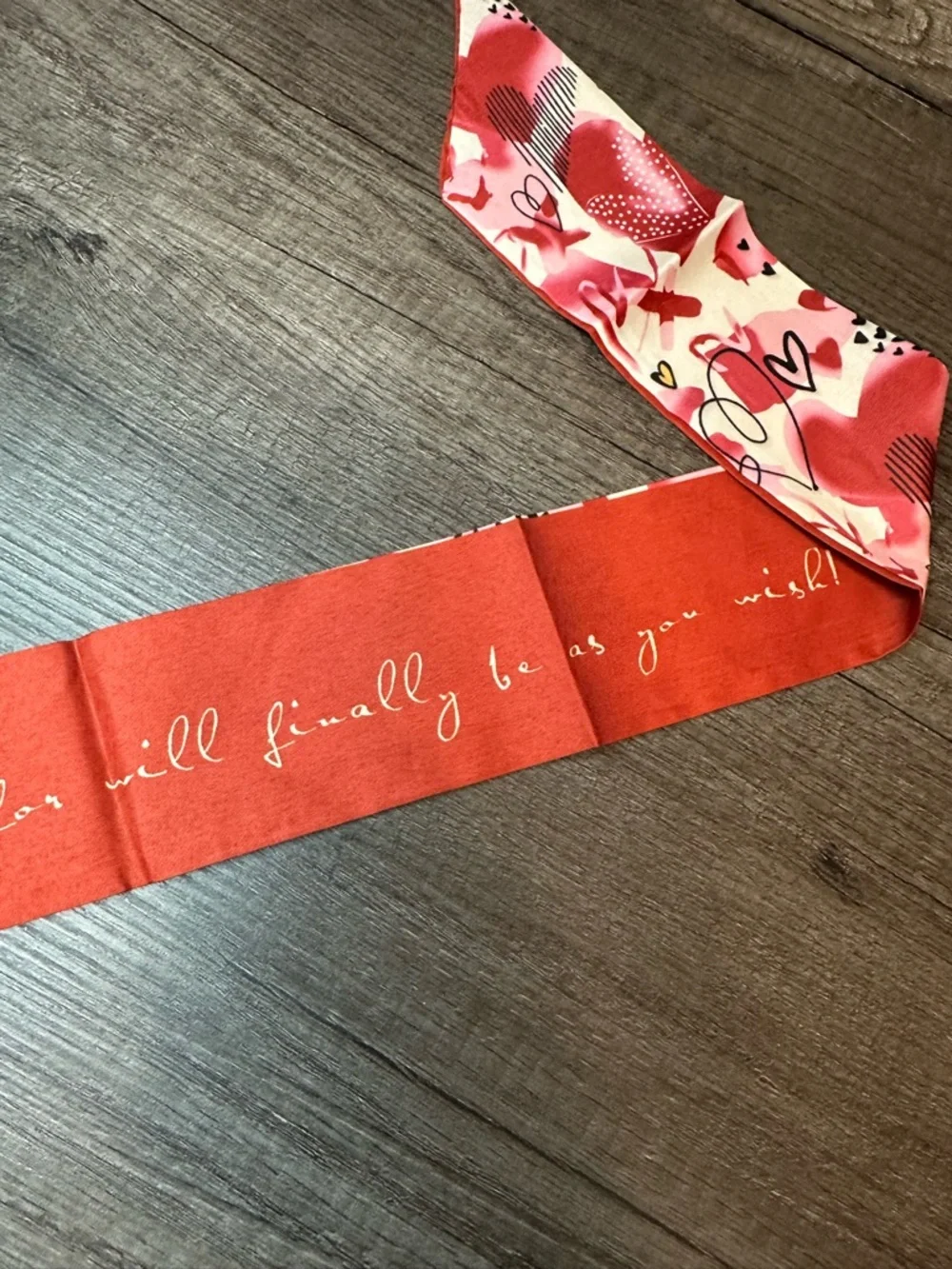 Pink and Red Heart Print Scarf Accent